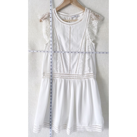 Mango Suit Drop Waist Dress Woman’s Size 2 Ivory White Lace Details Feminine - Picture 10 of 10